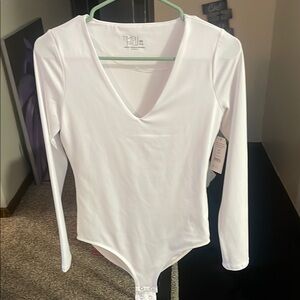 Time and Tru White Long Sleeve Bodysuit